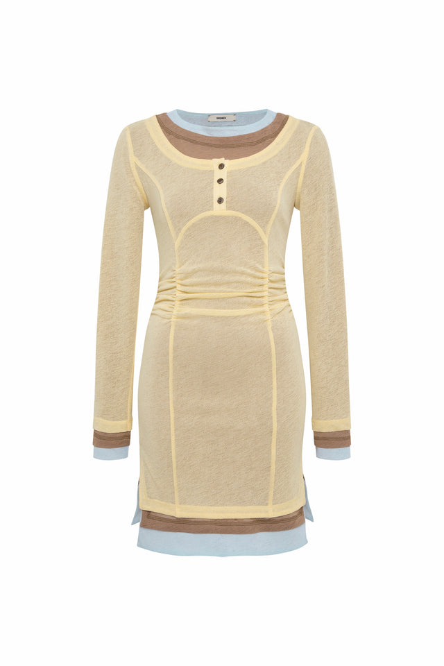 LYNA - Contrast layered mesh mini dress
