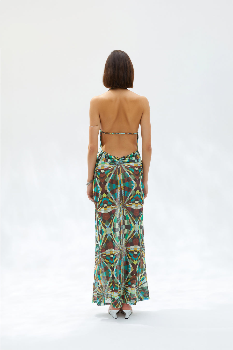 NENSI - Kaleidoscope printed open-back dress