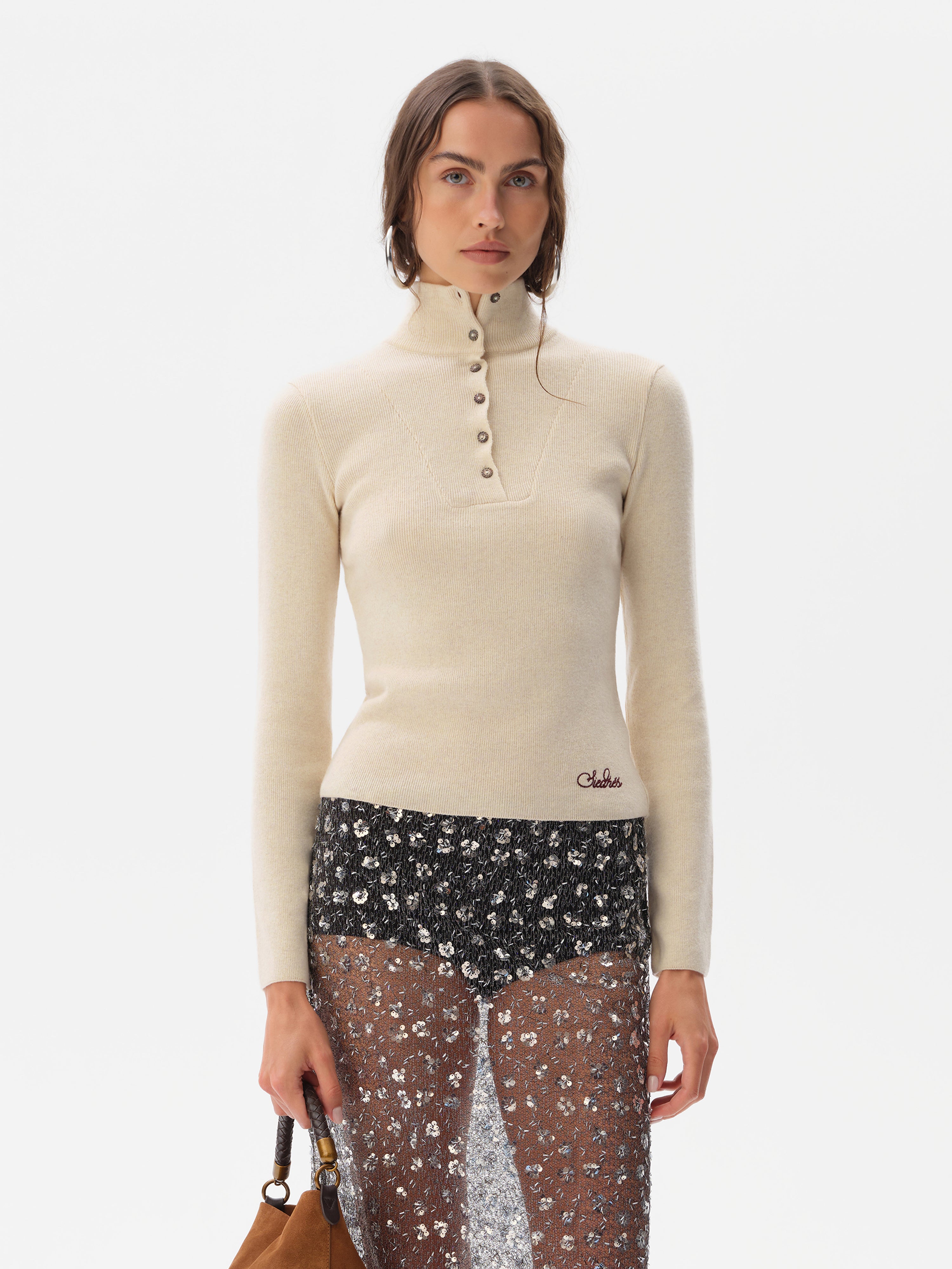 ELORA - High neck cashmere-wool knit