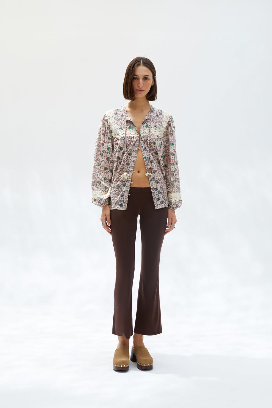 DANIA - Cropped flare jersey pants