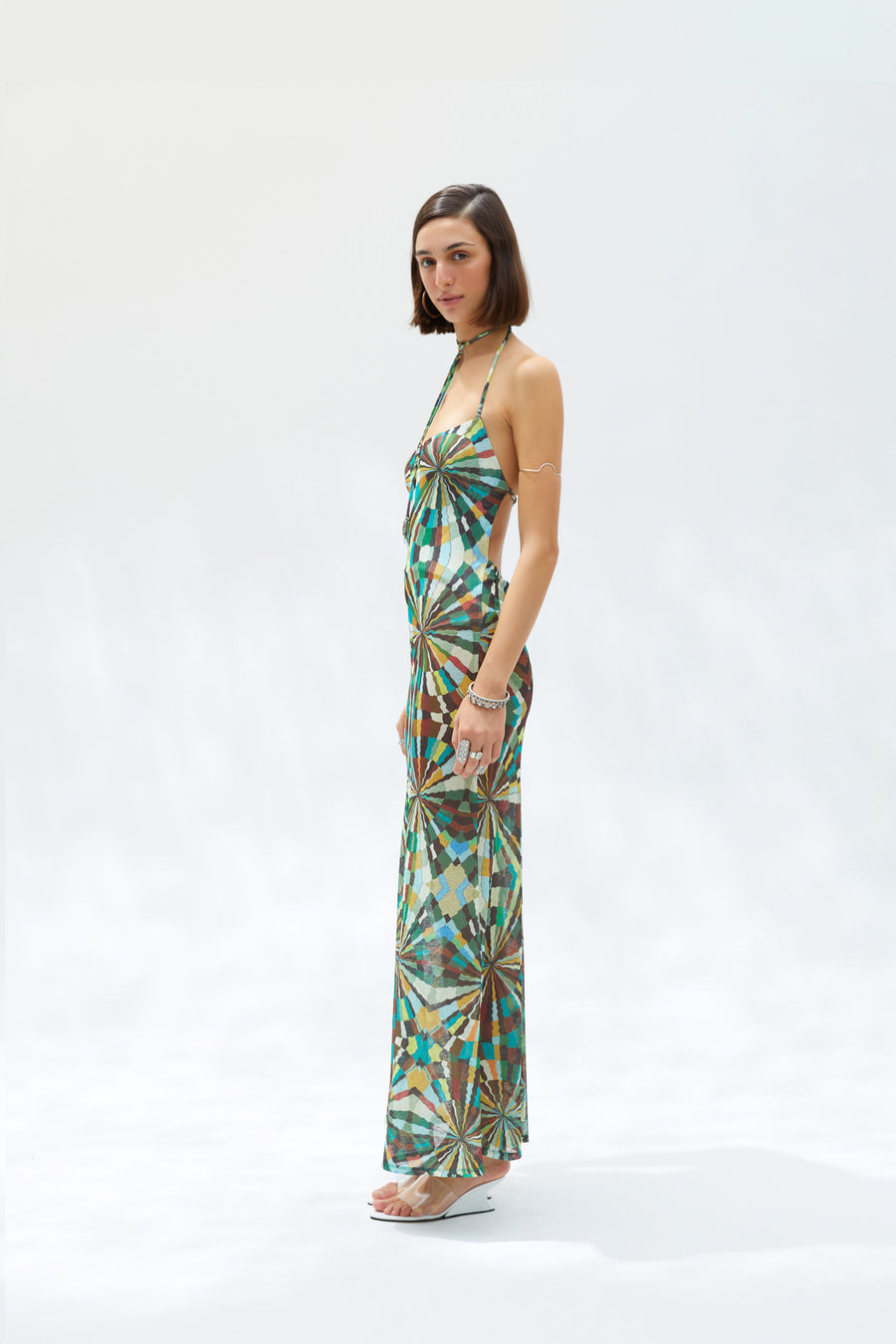 NENSI - Kaleidoscope printed open-back dress