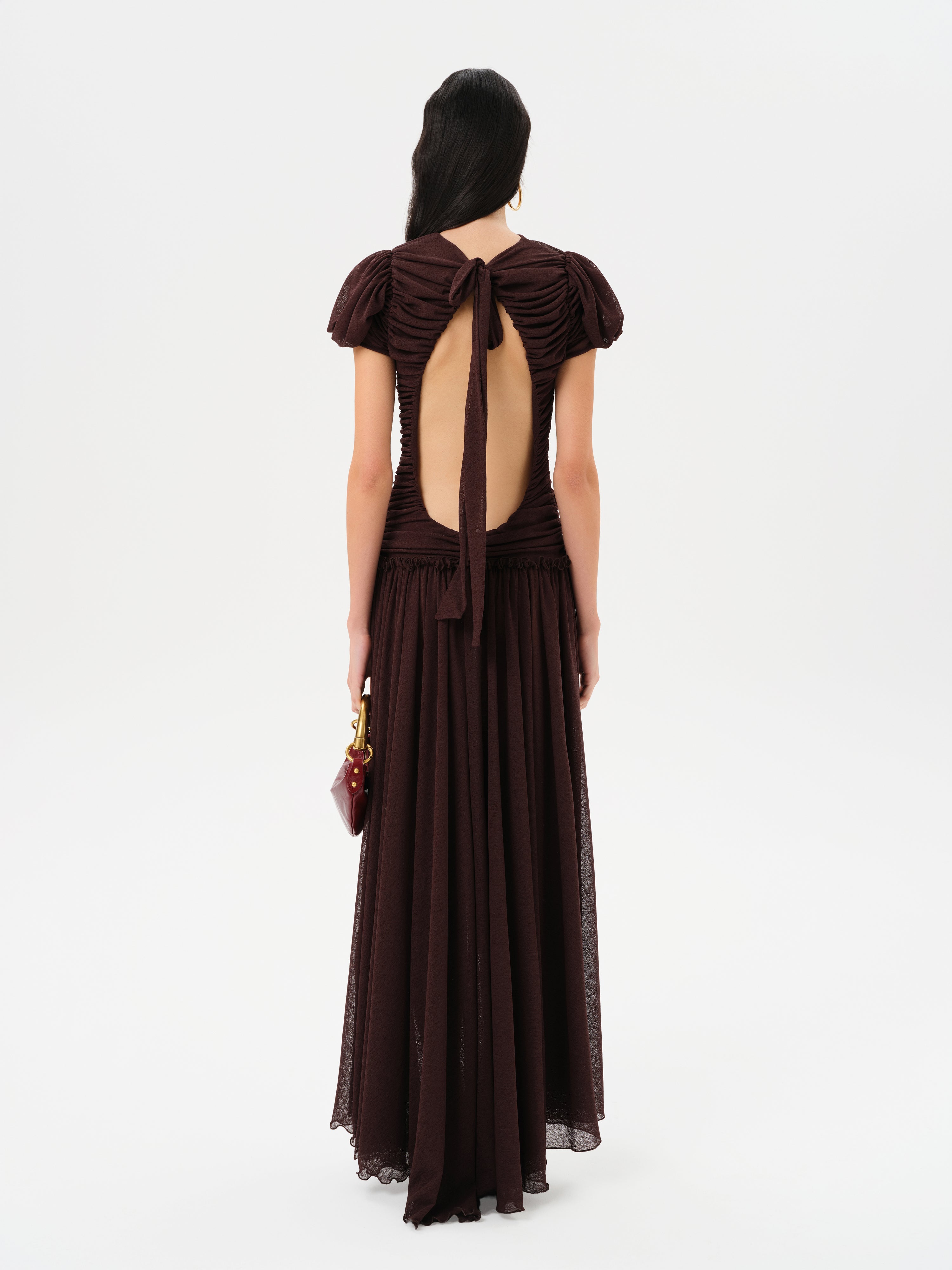 ADELINE - Open-back ruched maxi dress