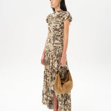 ADELINE - Printed velvet maxi dress with gathered ruching