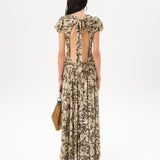 ADELINE - Printed velvet maxi dress with gathered ruching