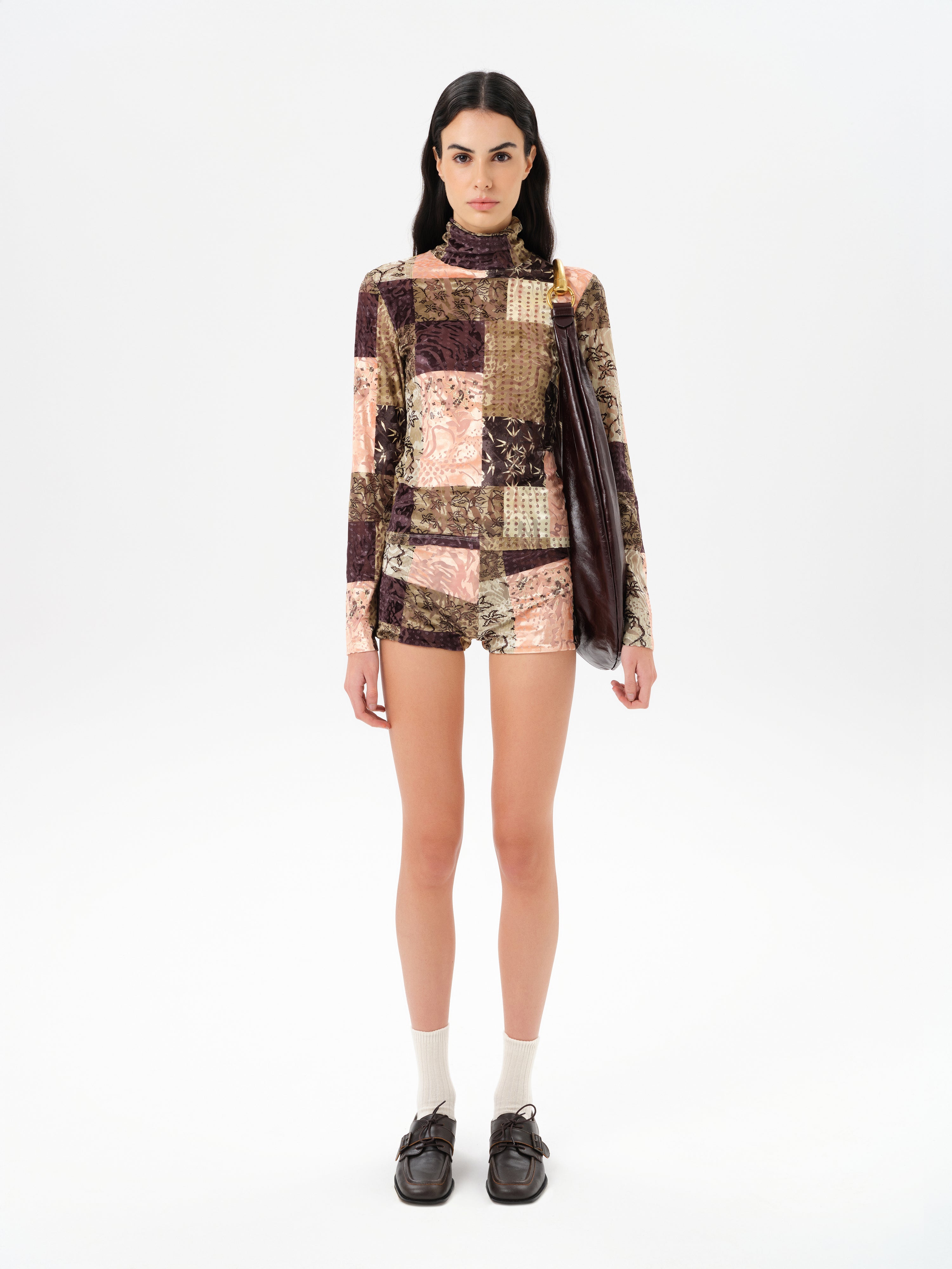 AFRA - Low-rise printed velvet mini shorts