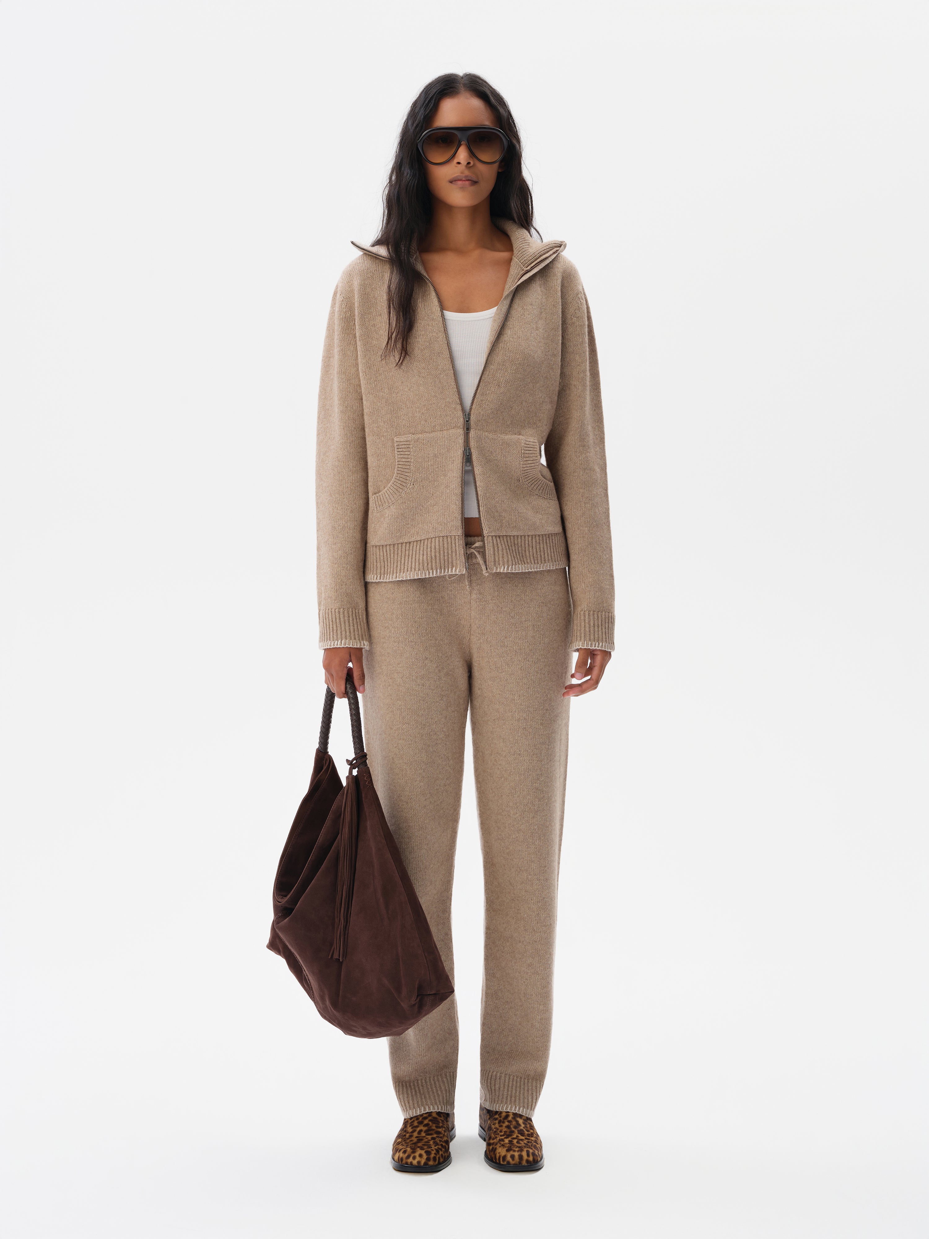 AISHA - Zip-up cardigan with stitch detailing and front