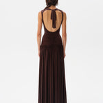 open lace back dress ALINA - Open-back ruched maxi jersey dress by SIEDRÉS