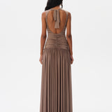 ALINA - Open-back ruched maxi jersey dress