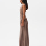 ALINA - Open-back ruched maxi jersey dress