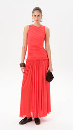 ALINA - Open-back ruched maxi jersey dress