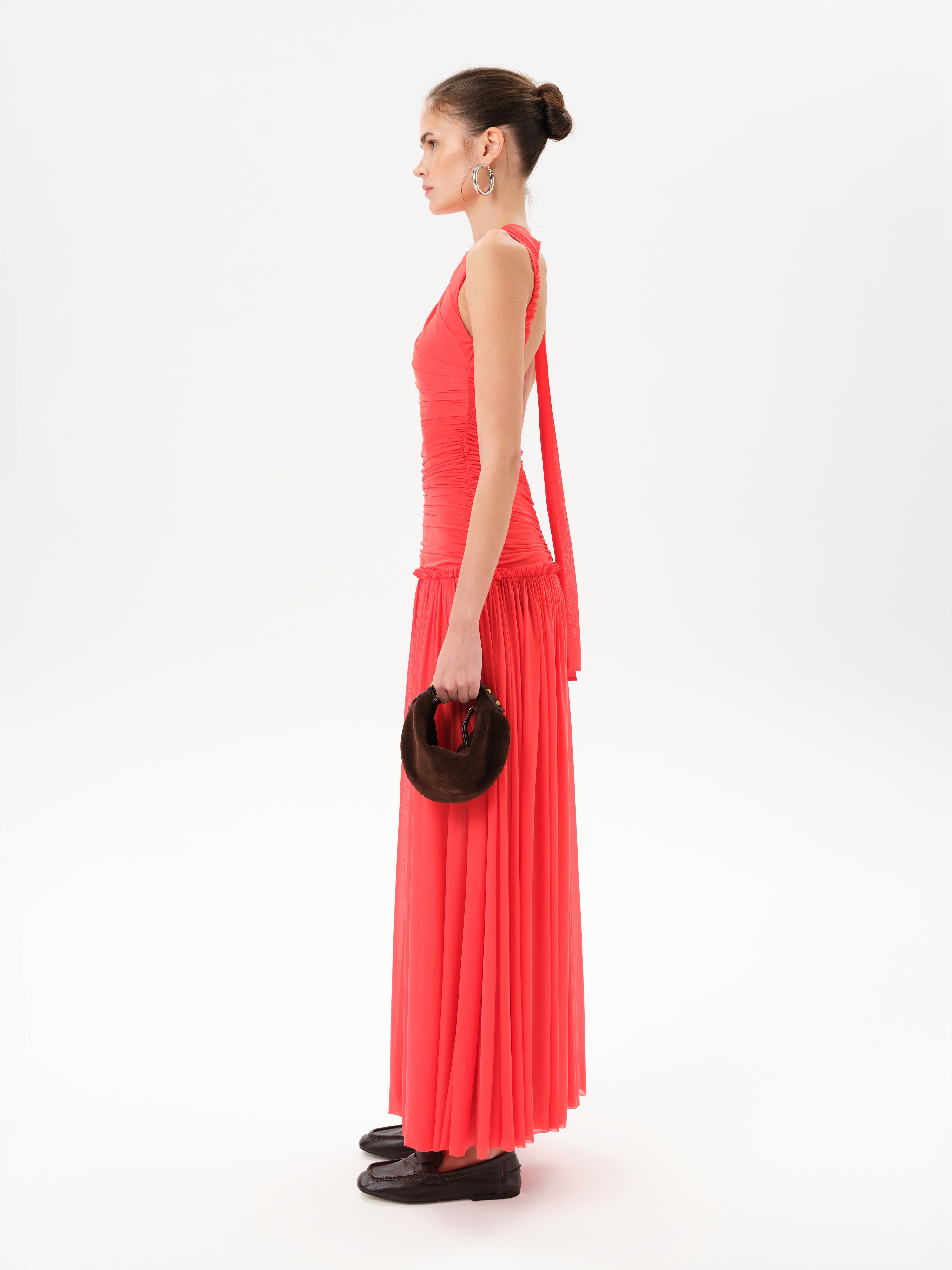 ALINA - Open-back ruched maxi jersey dress