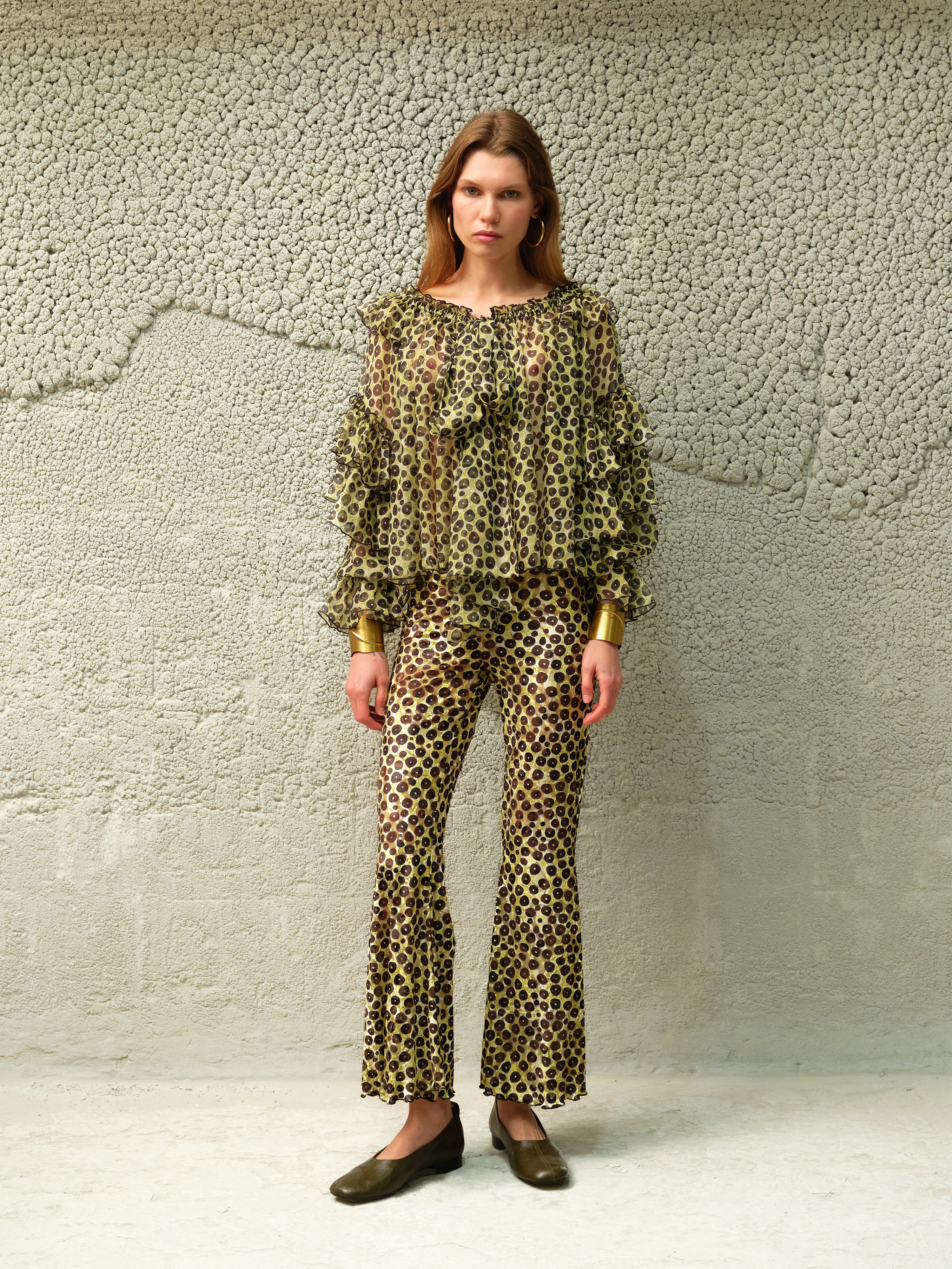 AMAYA - Polka-dot ruffled off-shoulder top