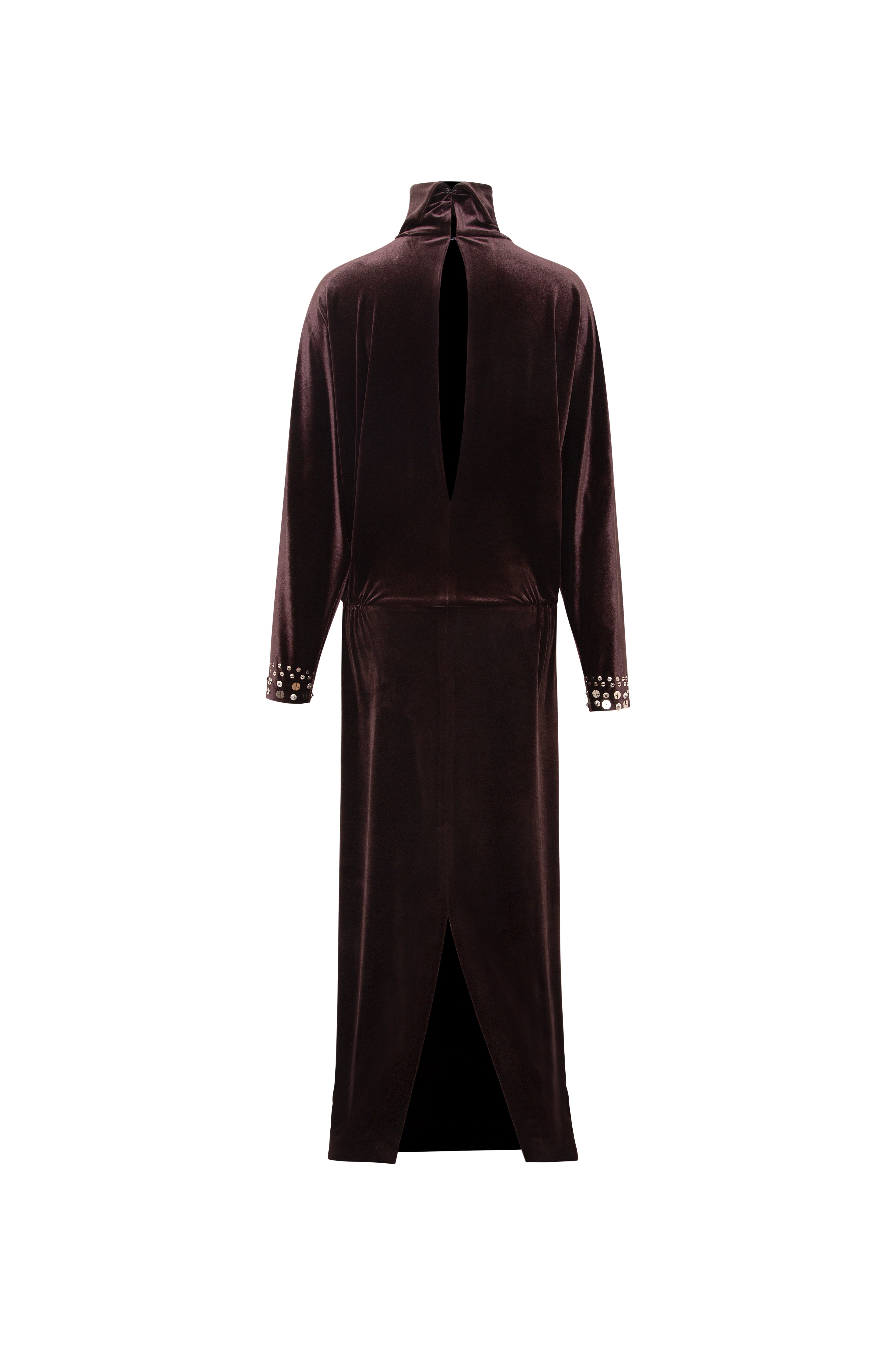 ANETTE - Draped velvet maxi dress with cape collar