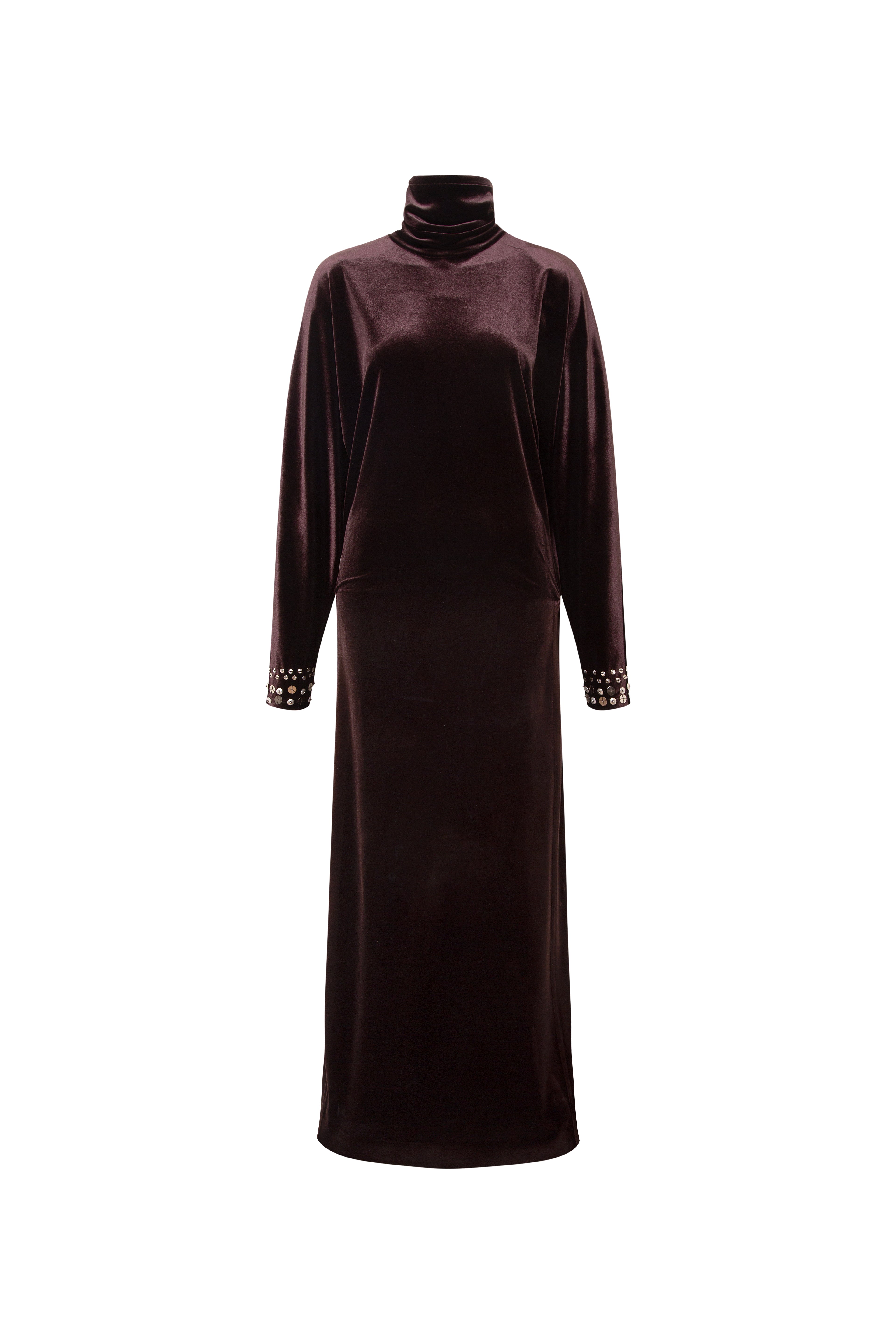 ANETTE - Draped velvet maxi dress with cape collar