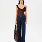 ARLA - Sheer mesh top with ruffle detail