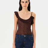 ARLA - Sheer mesh top with ruffle detail