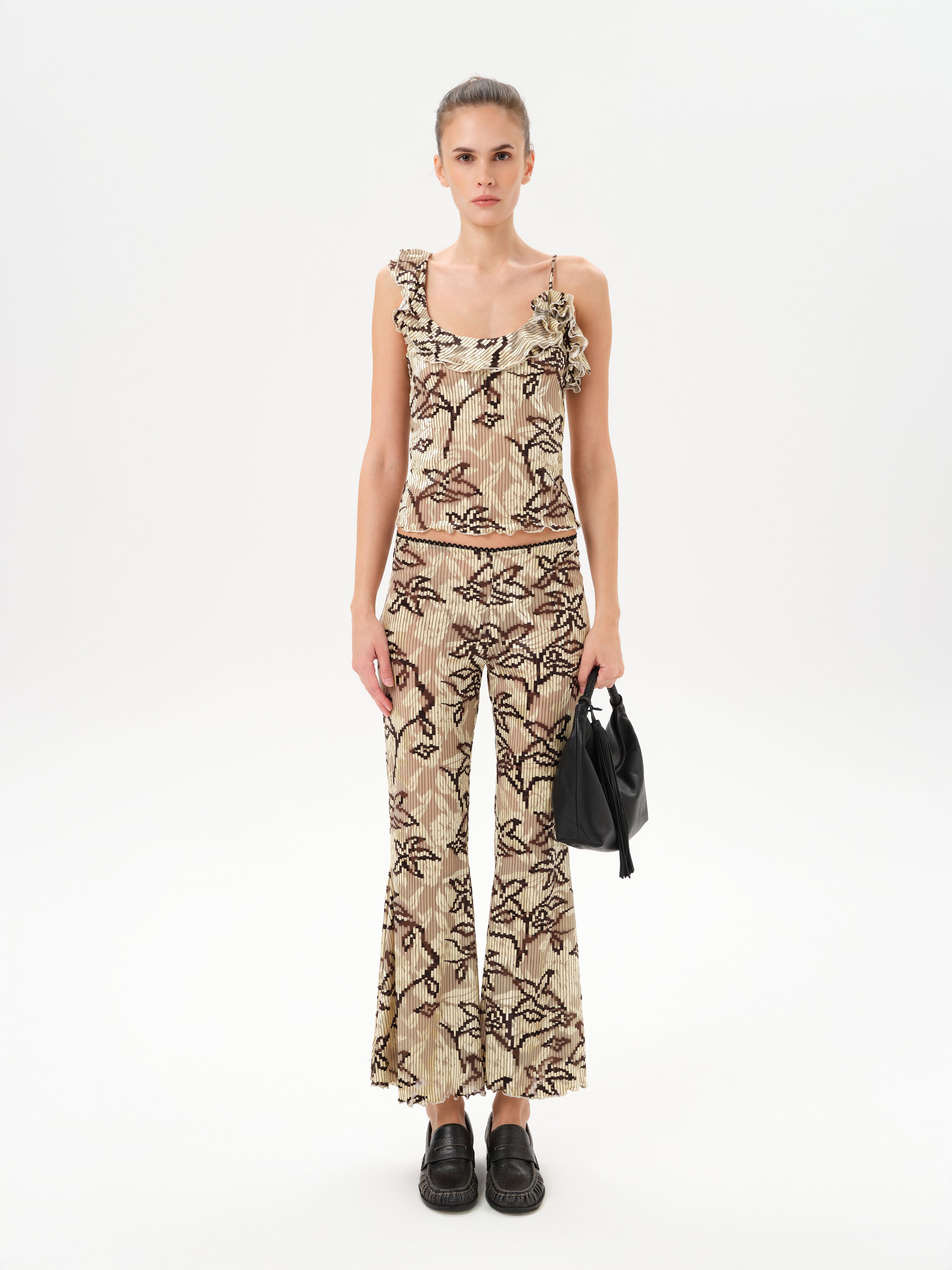 ARLA - Velvet devoré printed top with shoulder detail