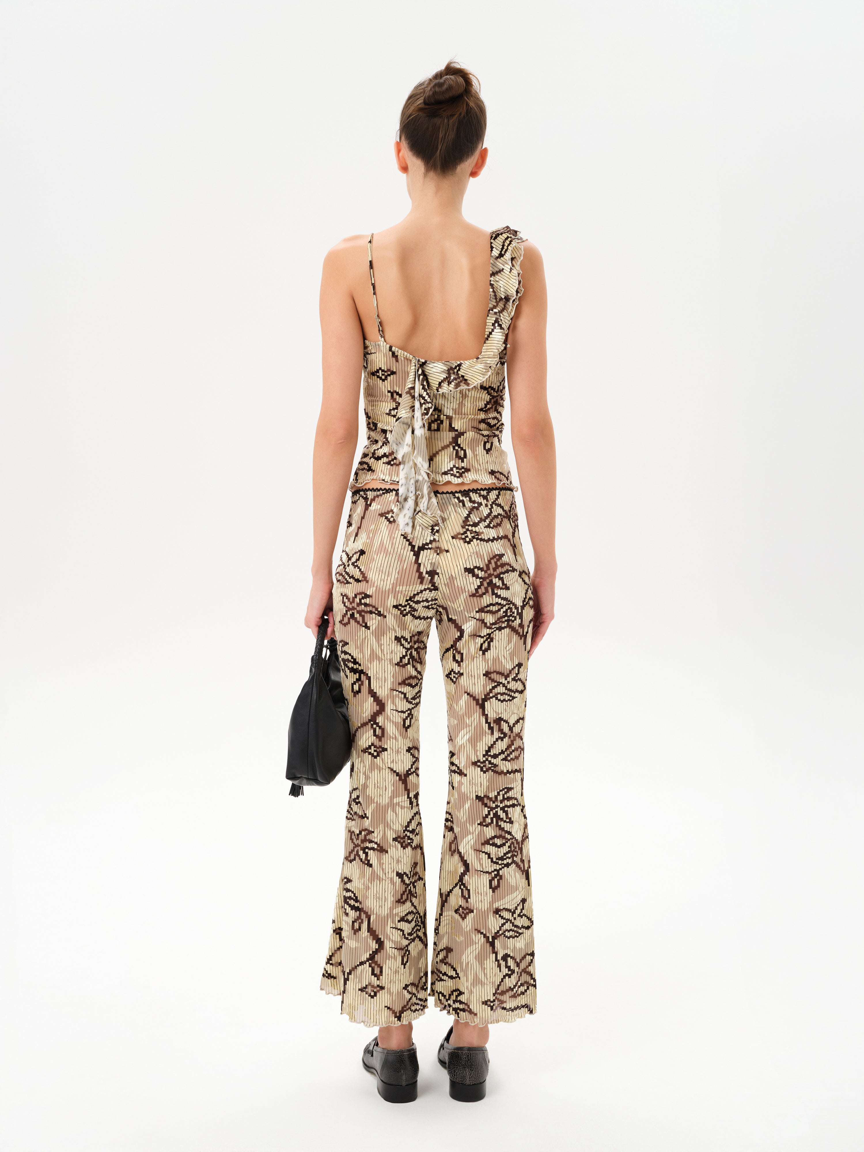 ARLA - Velvet devoré printed top with shoulder detail