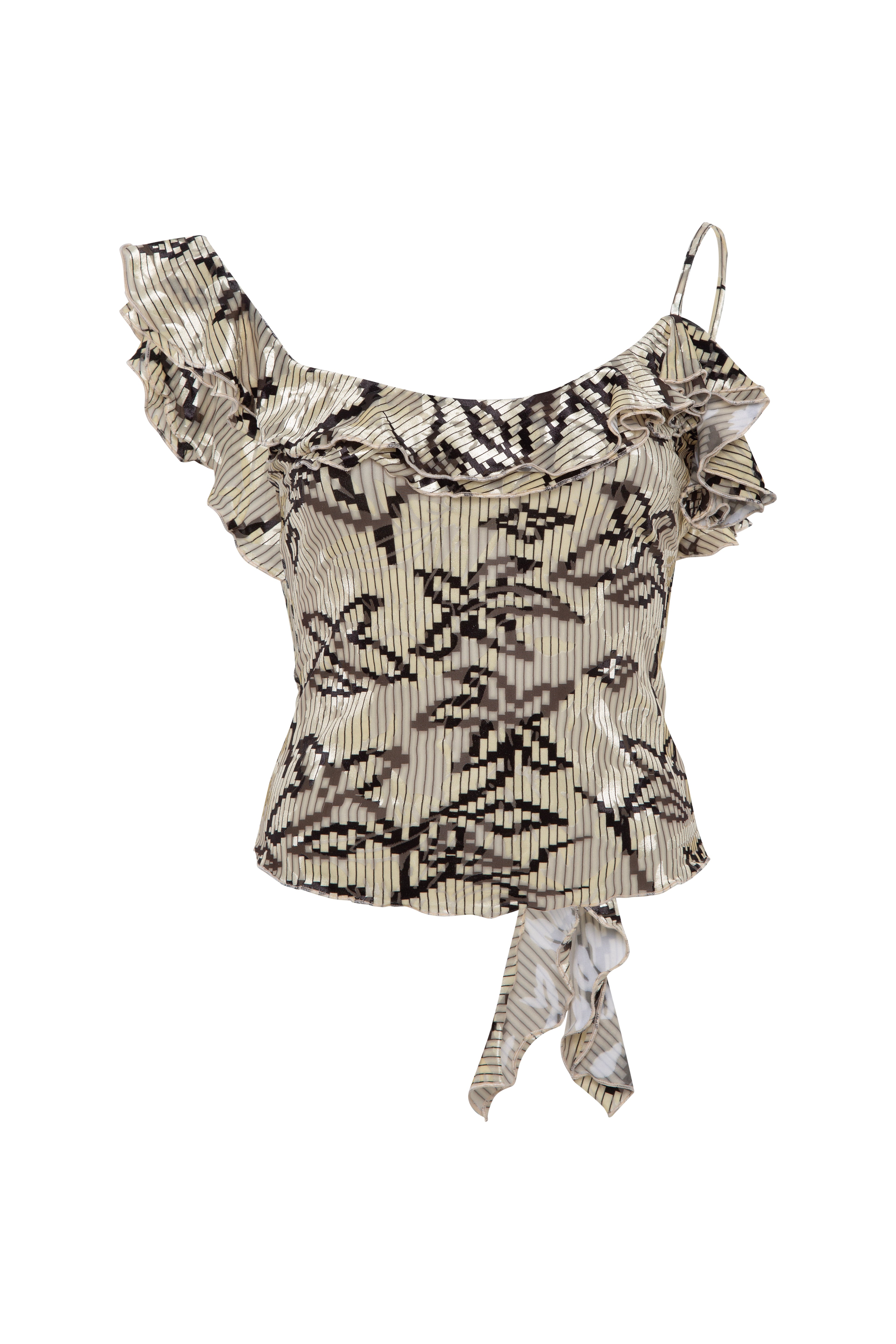 ARLA - Velvet devoré printed top with shoulder detail