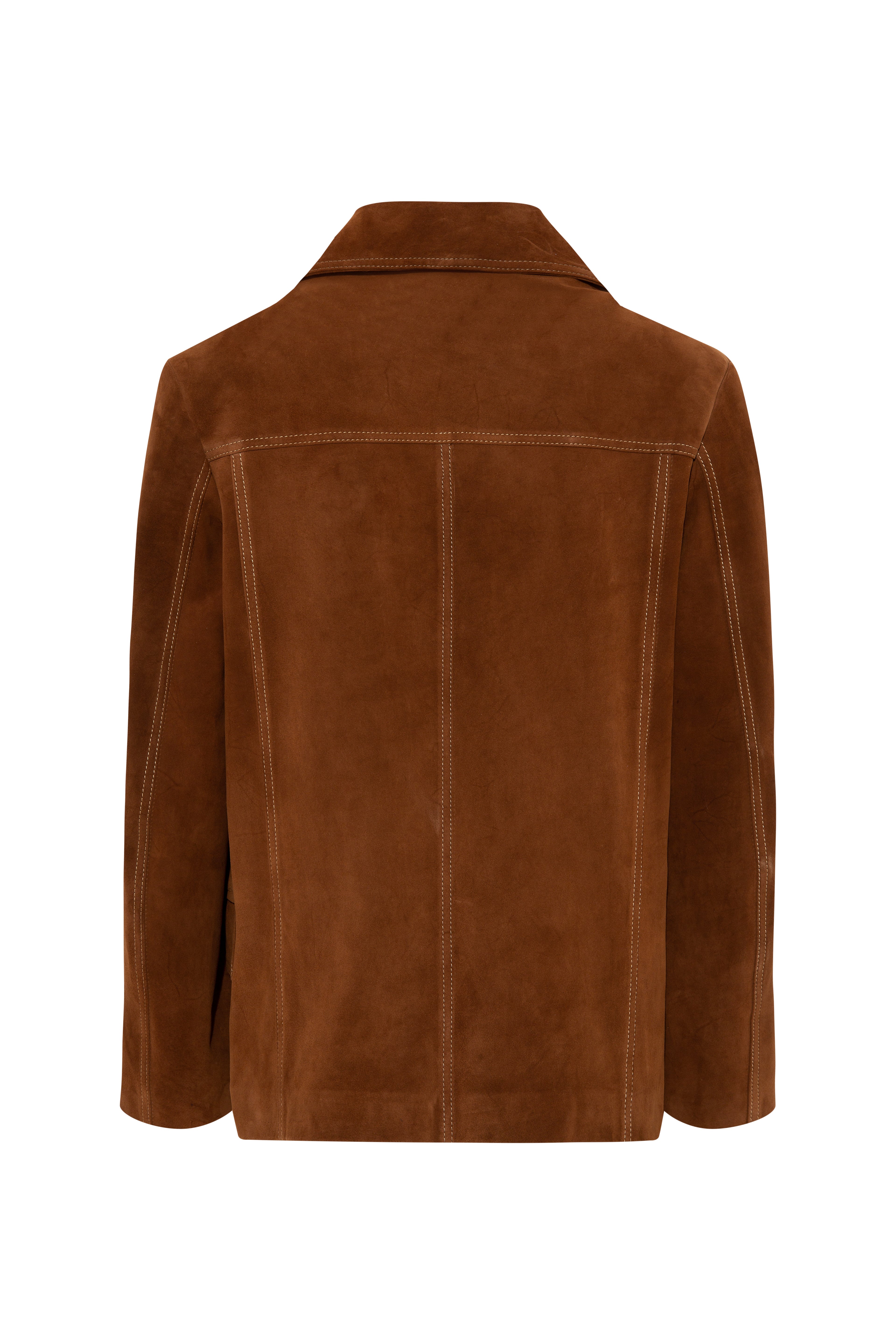 ASEAN - Contrast top-stitch detailed suede leather blazer