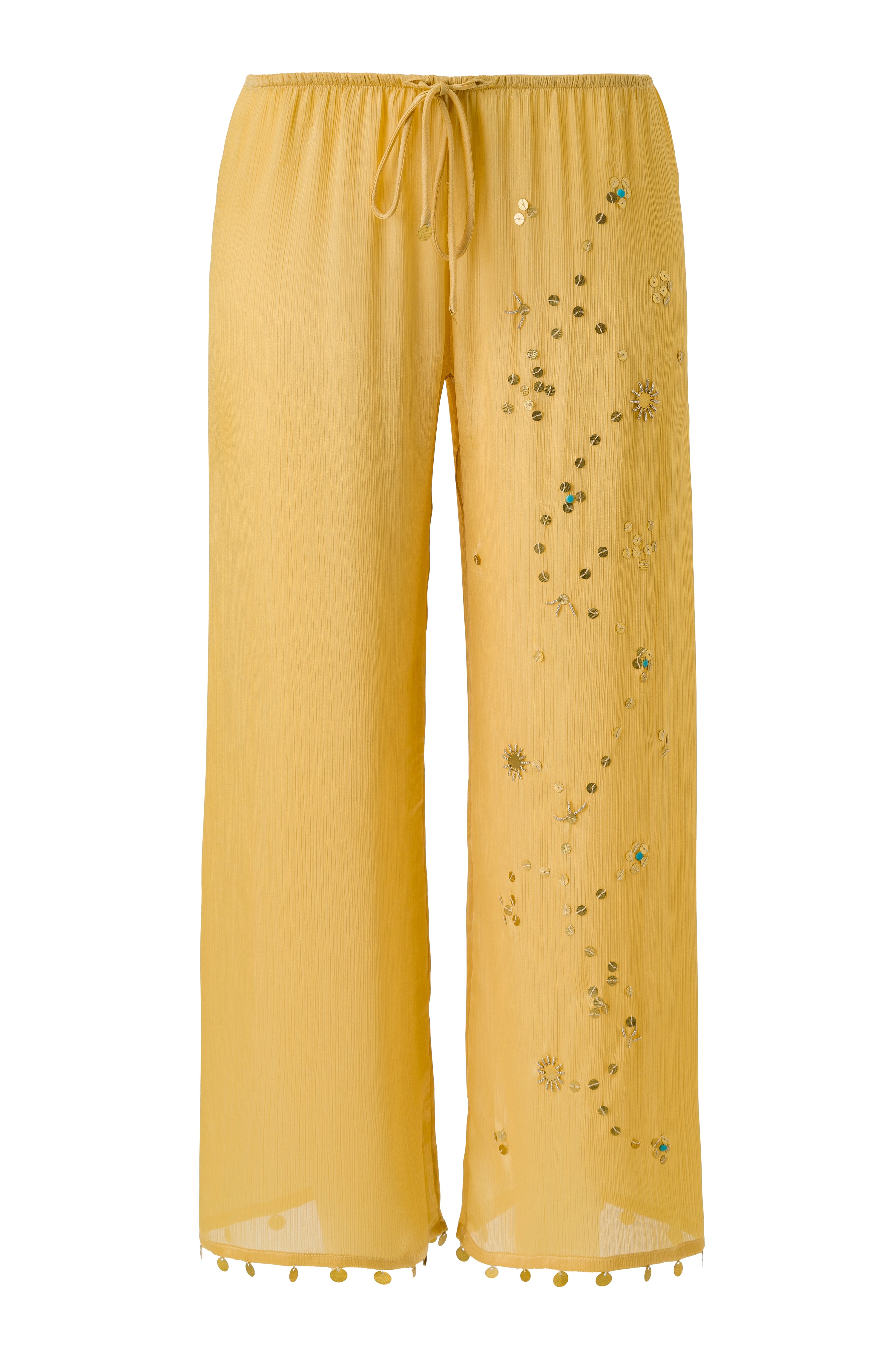 AURILIE - Bead-embellished crop leg pants