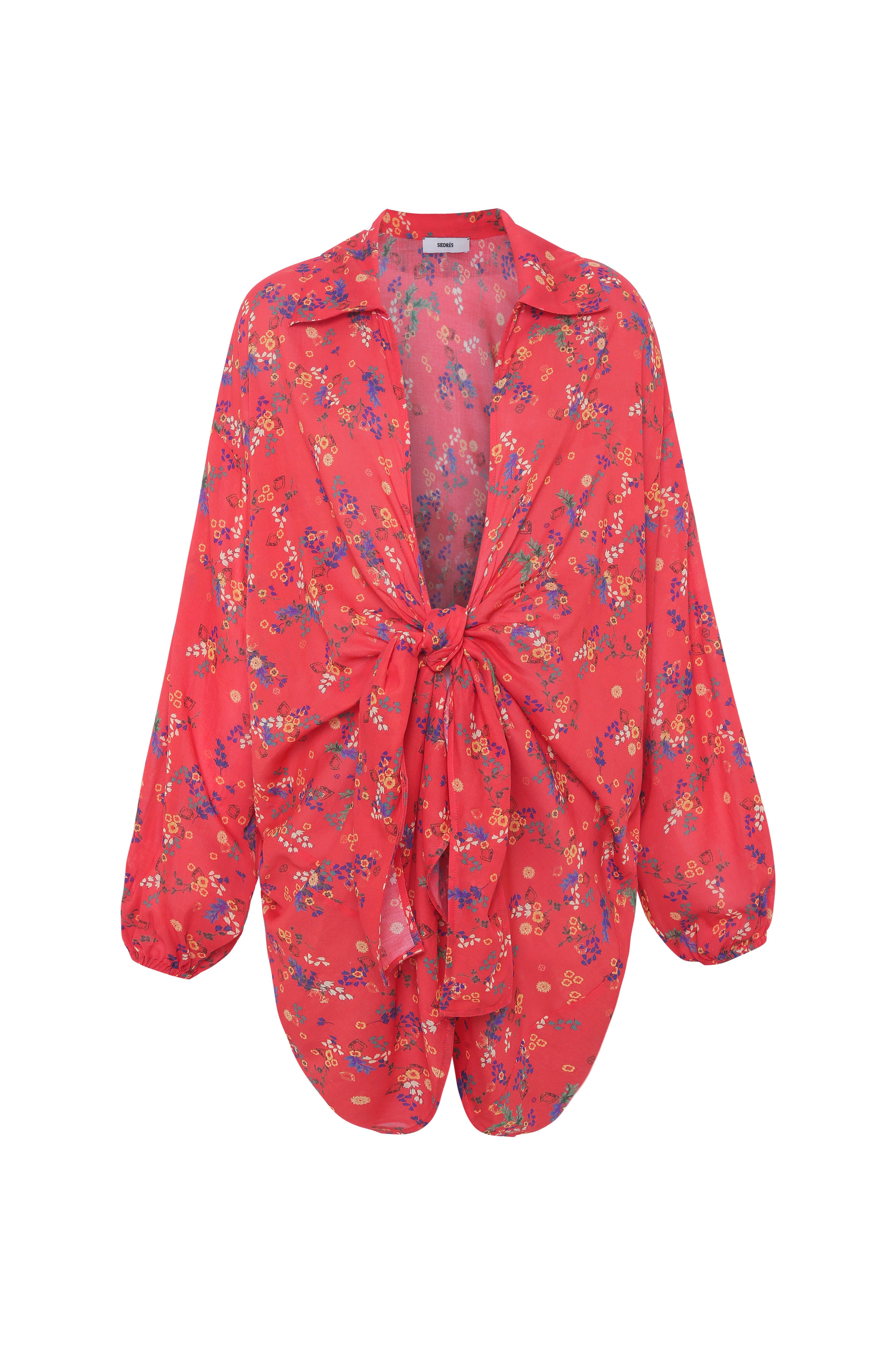 BEATRIZ - Floral printed tie-front shirt
