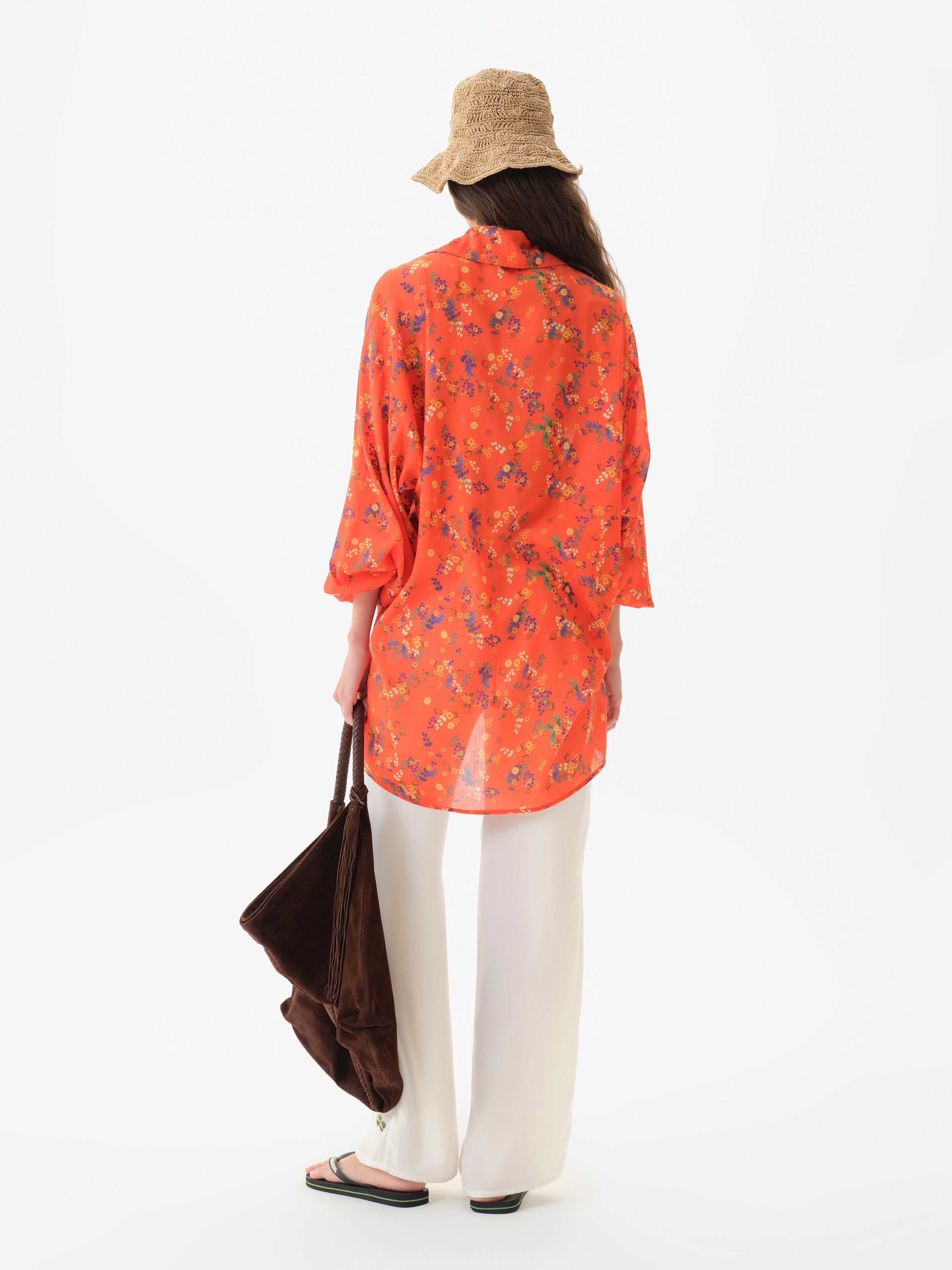 BEATRIZ - Floral printed tie-front shirt