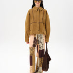 BERNIE - Oversized leather bomber jacket with contast stiching detail