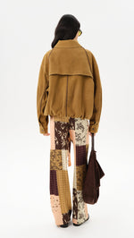 BERNIE - Oversized leather bomber jacket with contast stiching detail