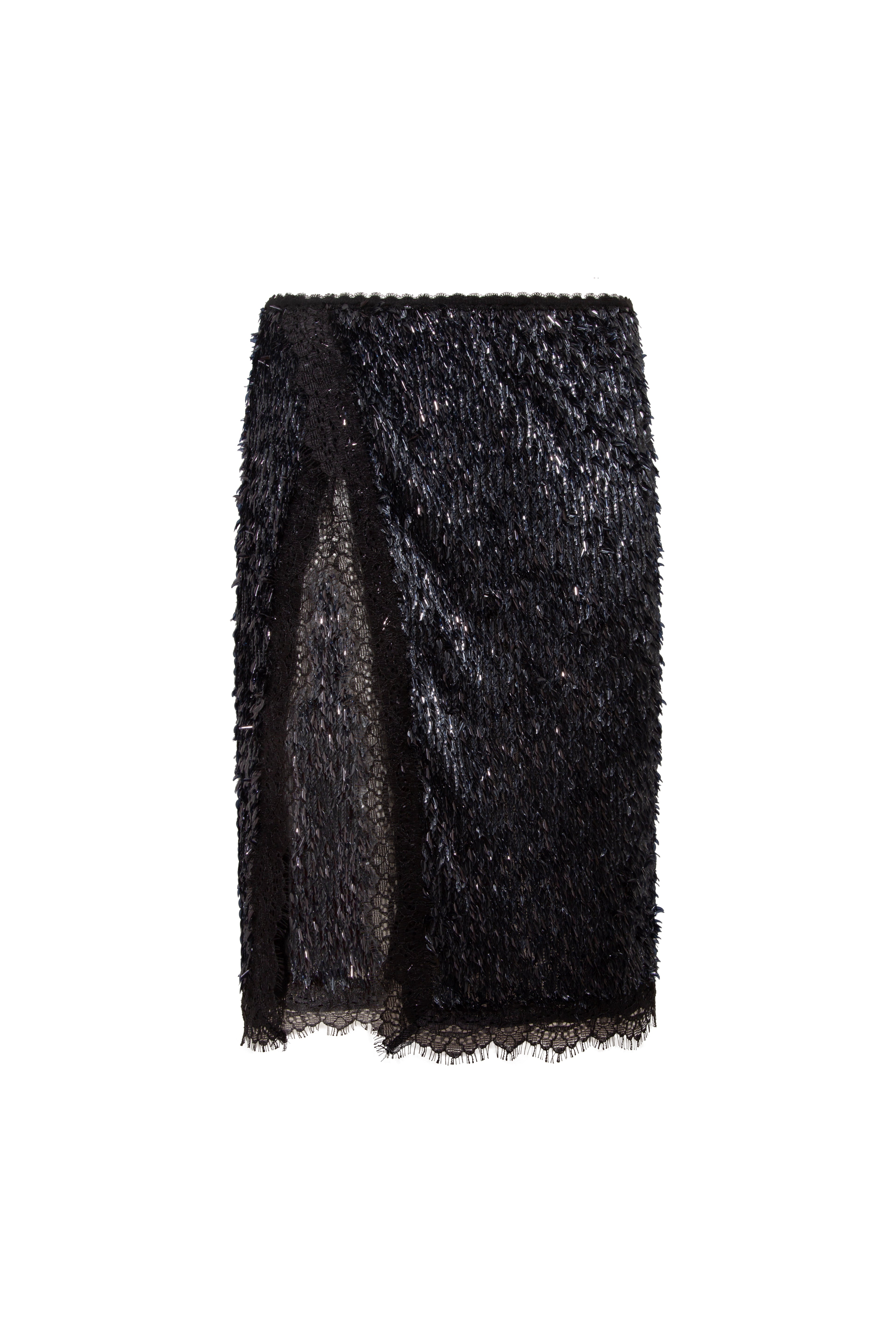 BIANCA - Sequin midi skirt with laced side slit