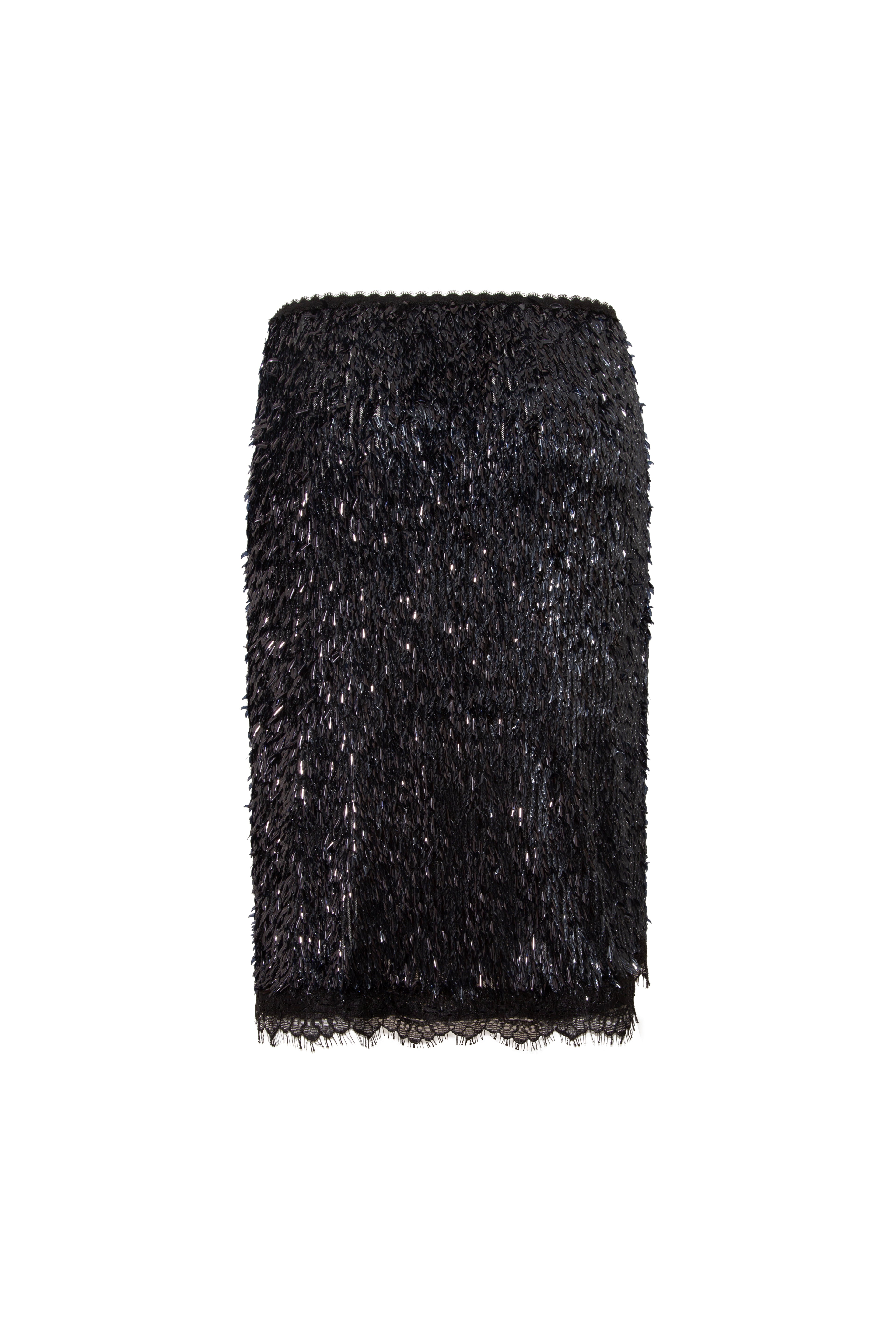 BIANCA - Sequin midi skirt with laced side slit