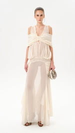 BLAIR - Chiffon maxi dress with gathered detailing