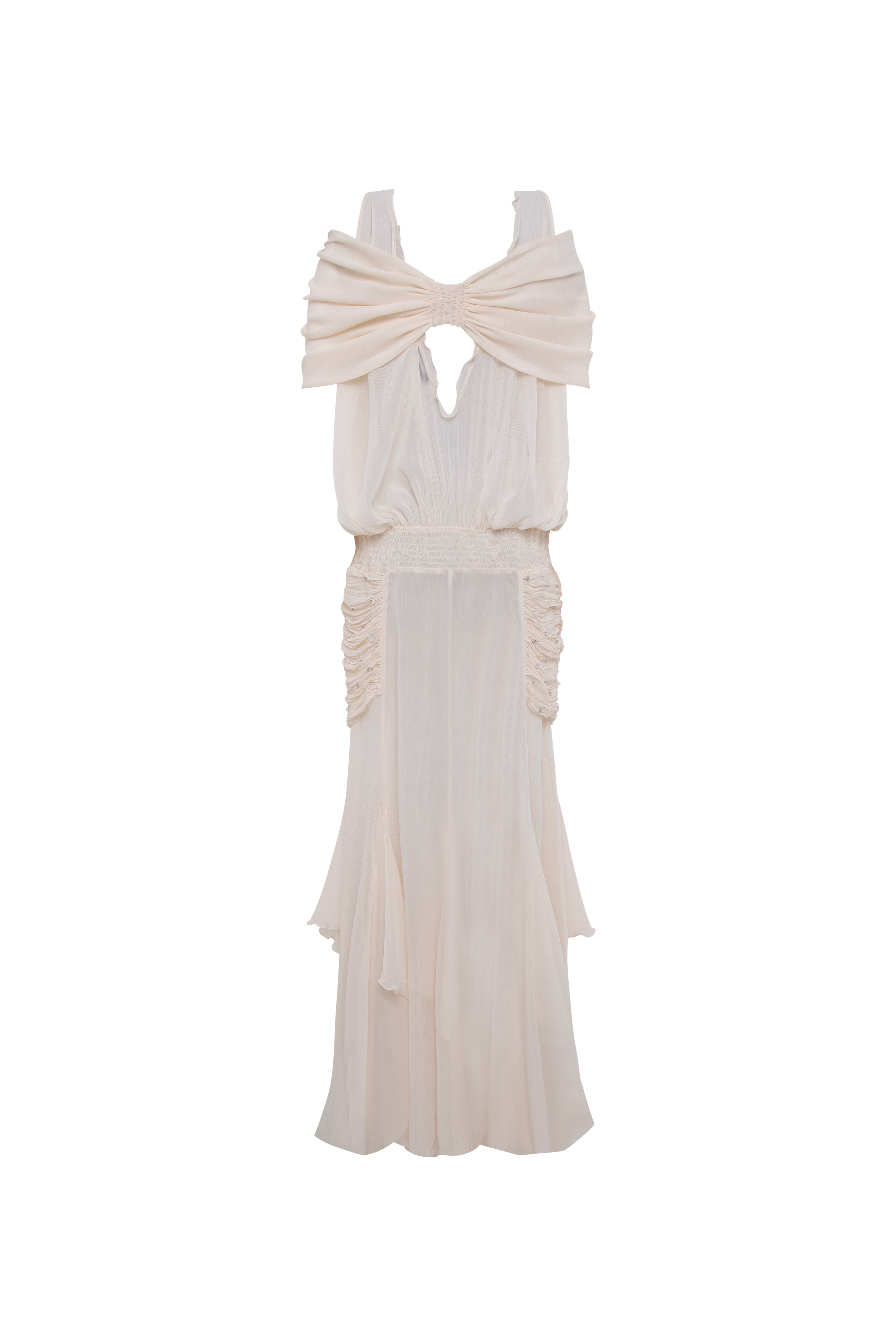 BLAIR - Chiffon maxi dress with gathered detailing