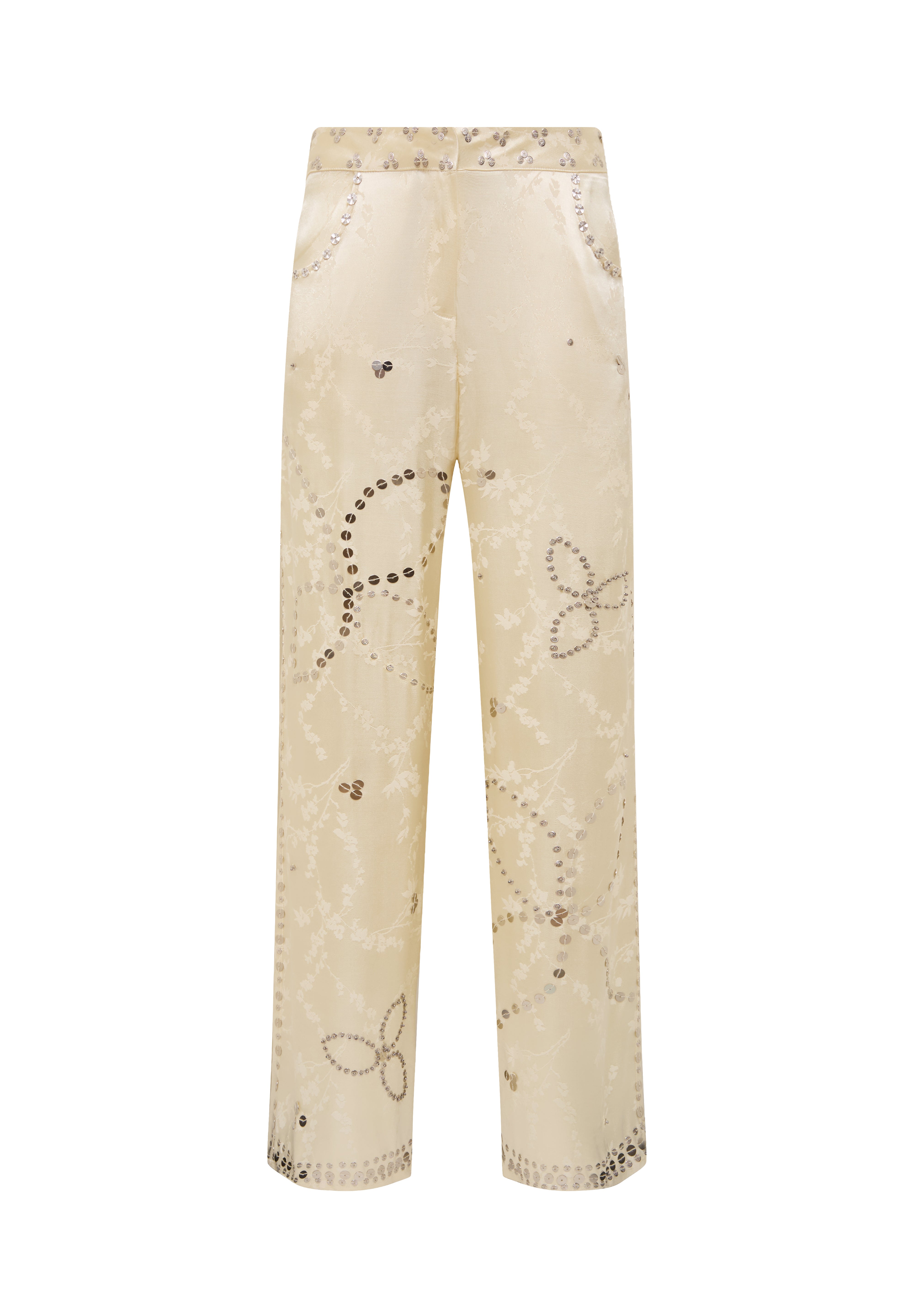 BRITY - Satin pants with metal stud detailing
