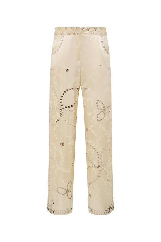 BRITY - Satin pants with metal stud detailing