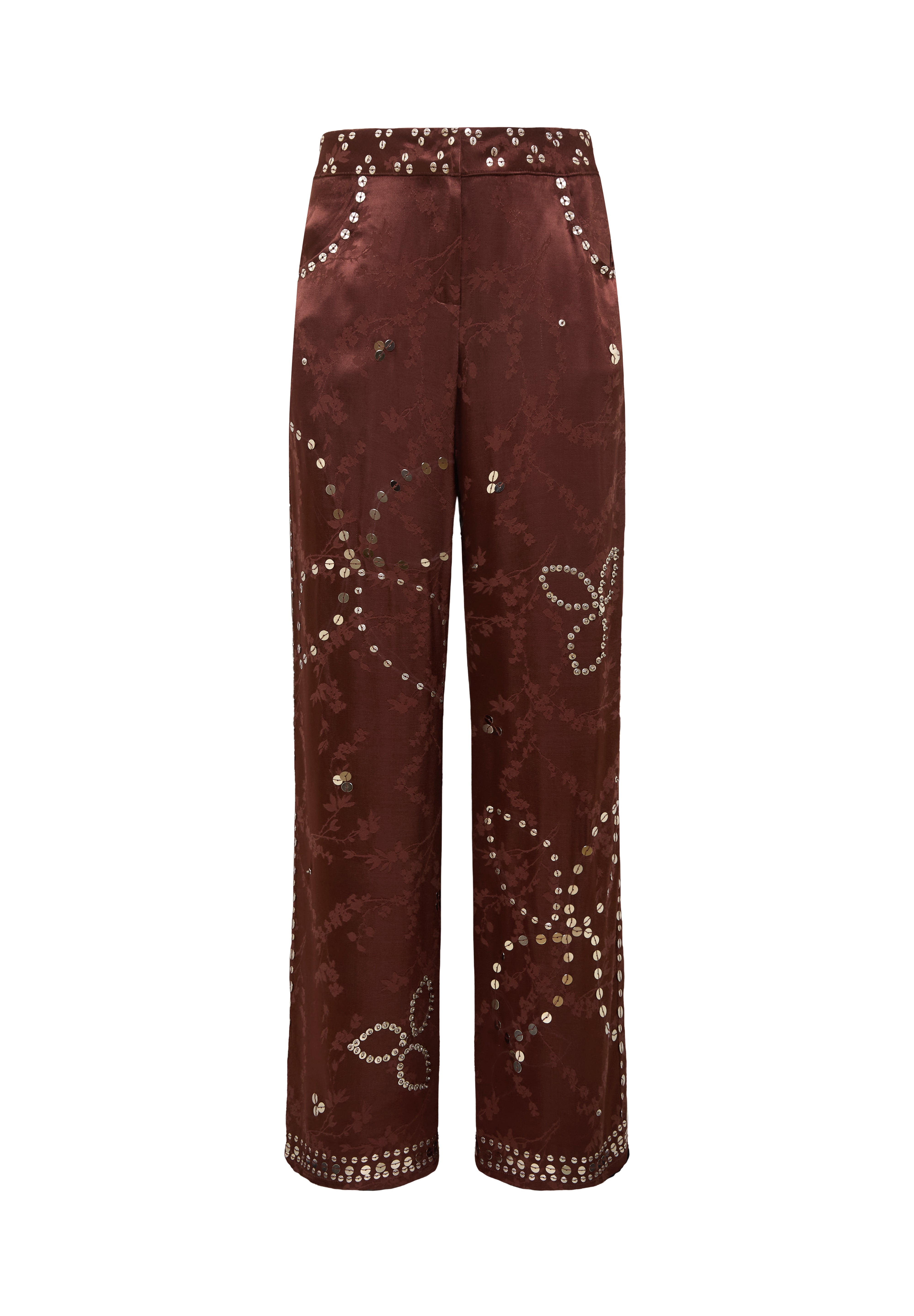 BRITY - Embellished satin straight-leg pant