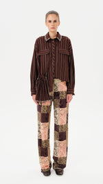 BRITY - Low-rise patchwork velvet pants