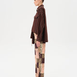 BRITY - Low-rise patchwork velvet pants