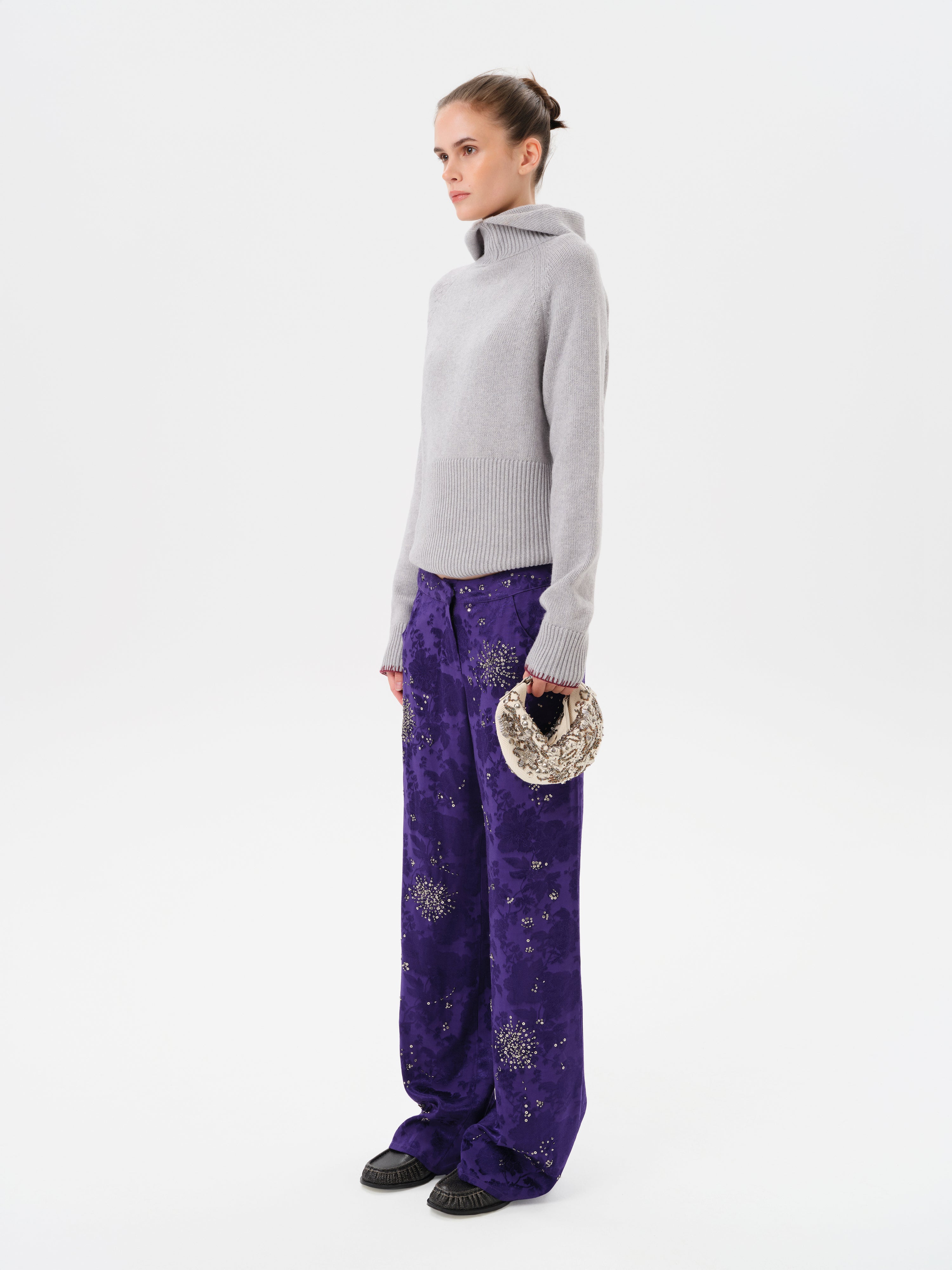 BRITY - Printed mid-rise satin pants