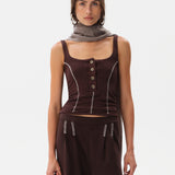 MIRA - Tank top with blanket-stitching