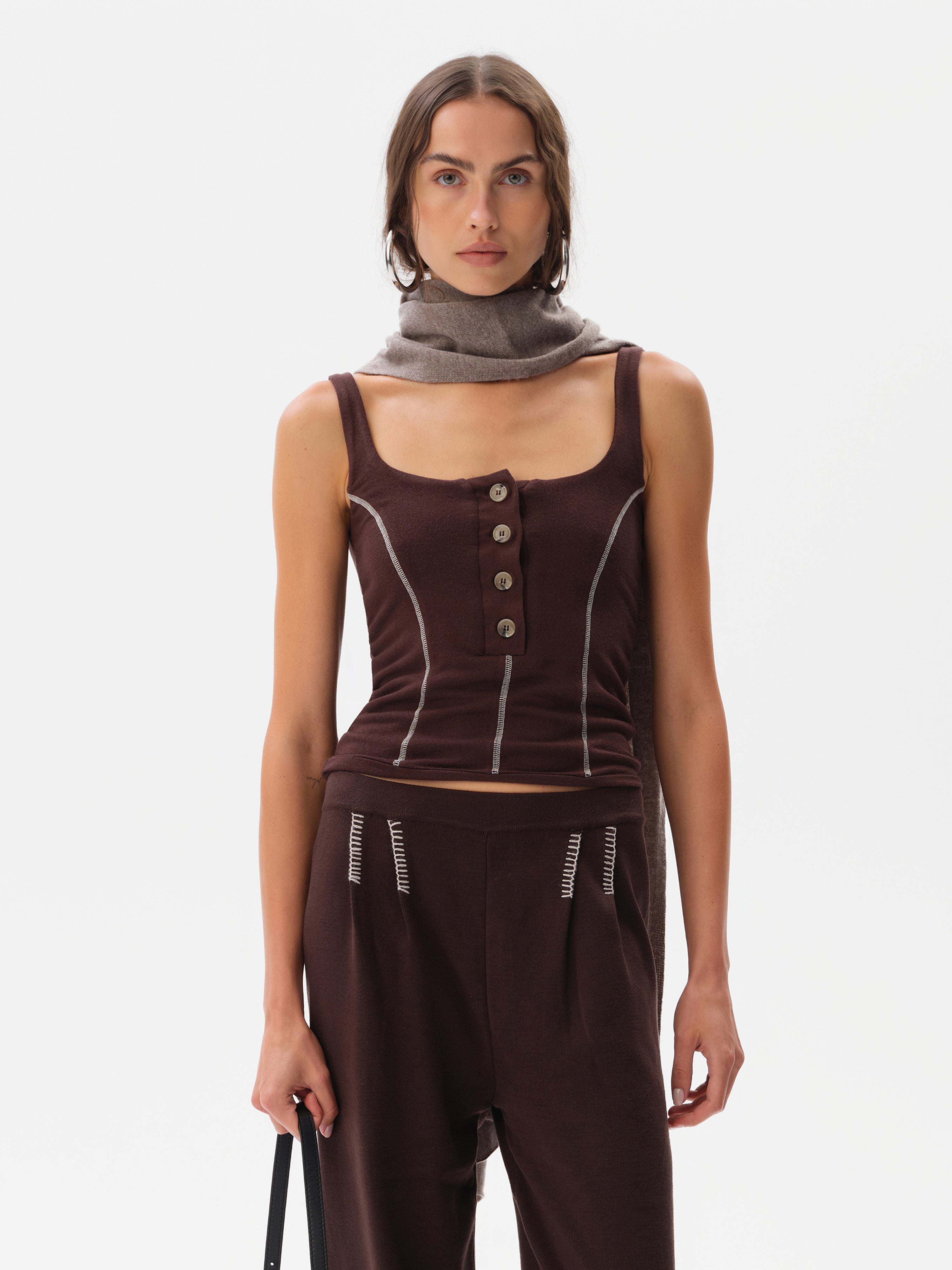 MIRA - Tank top with blanket-stitching