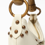 CHÉRIE SMALL - Mini hobo bag with metal top handle and studded