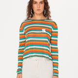 TEX - Sunset striped long sleeve knit top