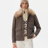 HARPER - Wool-blend jacket with fur collar