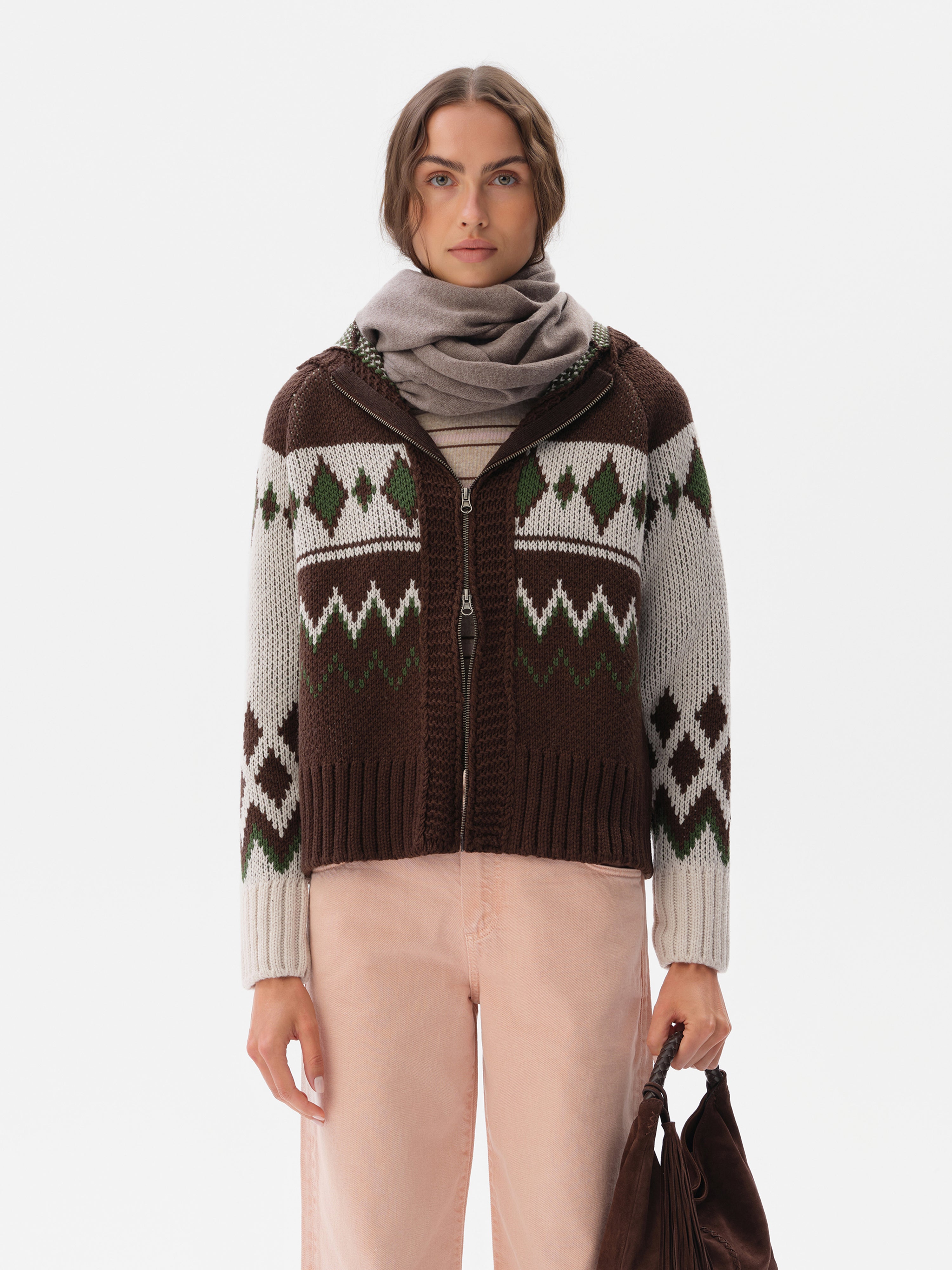 BACYS - Zip-up Fair Isle cardigan