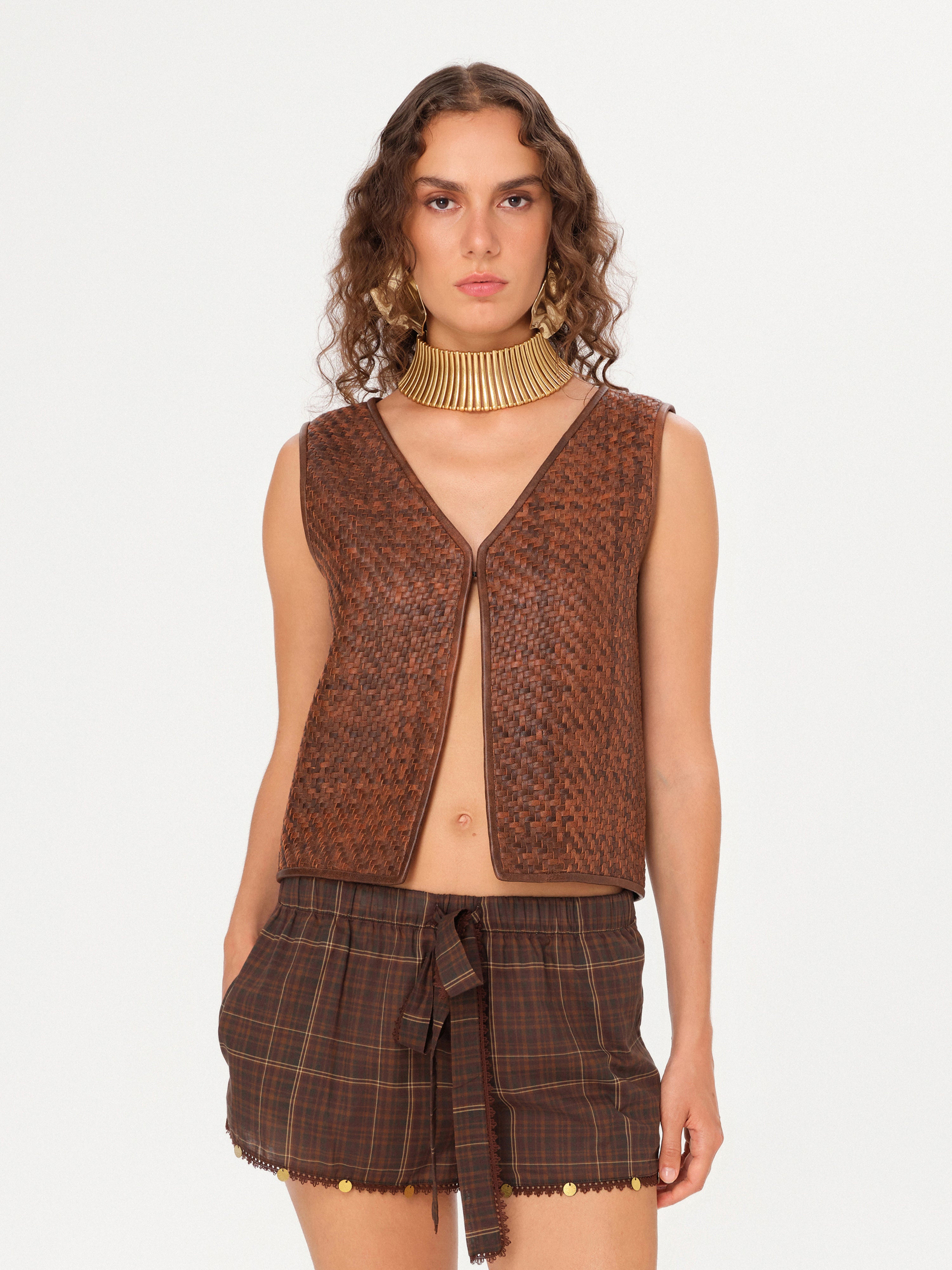 ENTY - Woven leather vest