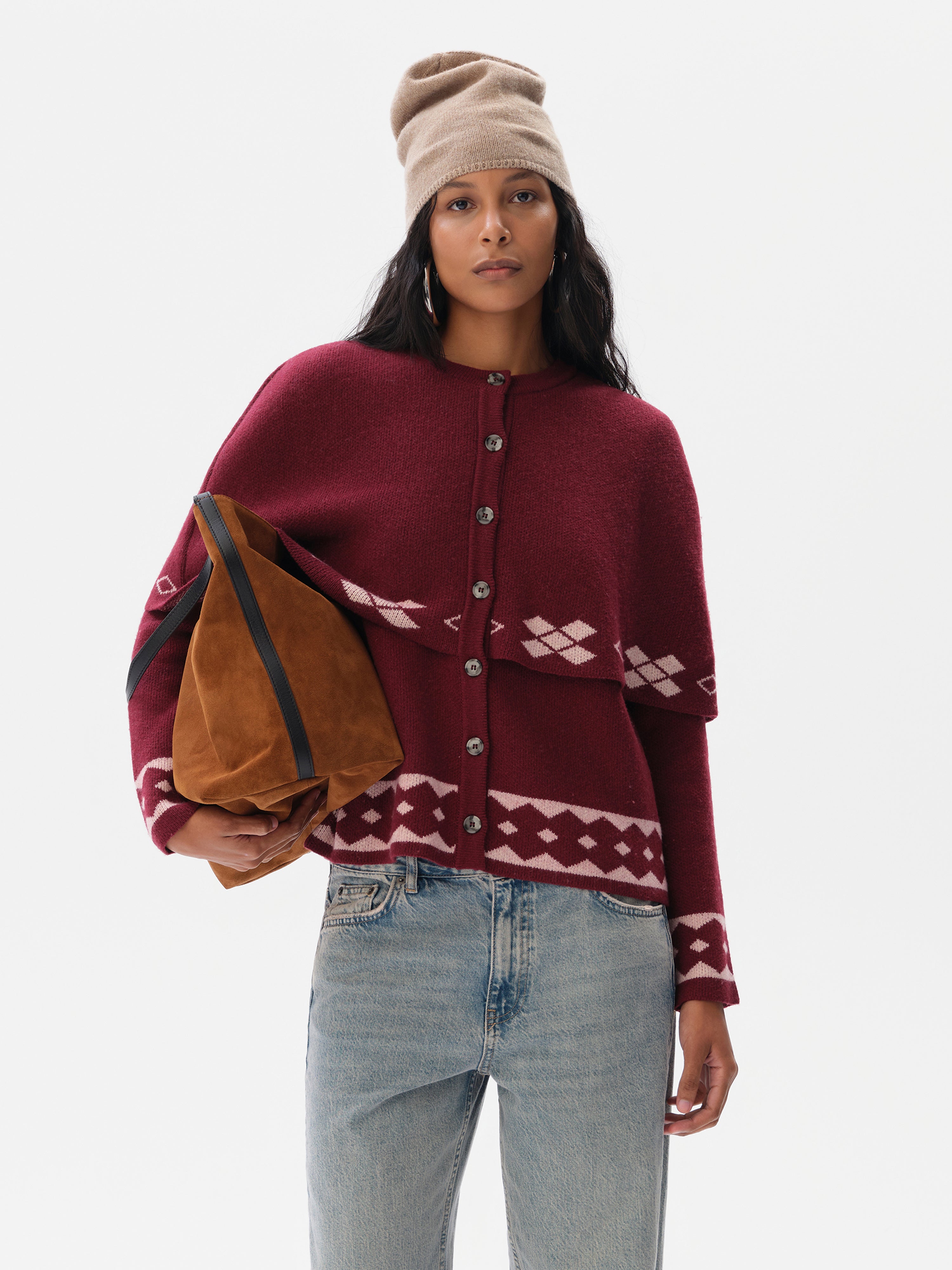 CLEO - Cashmere-wool blend cape detailed knit cardigan