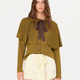 HERIAN - Cape and bow detailed knit cardigan