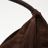 GALIA - Oversized tote bag with woven handle and removable tassel charm