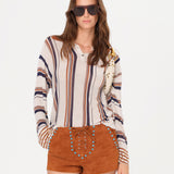IRA - Striped knit polo top